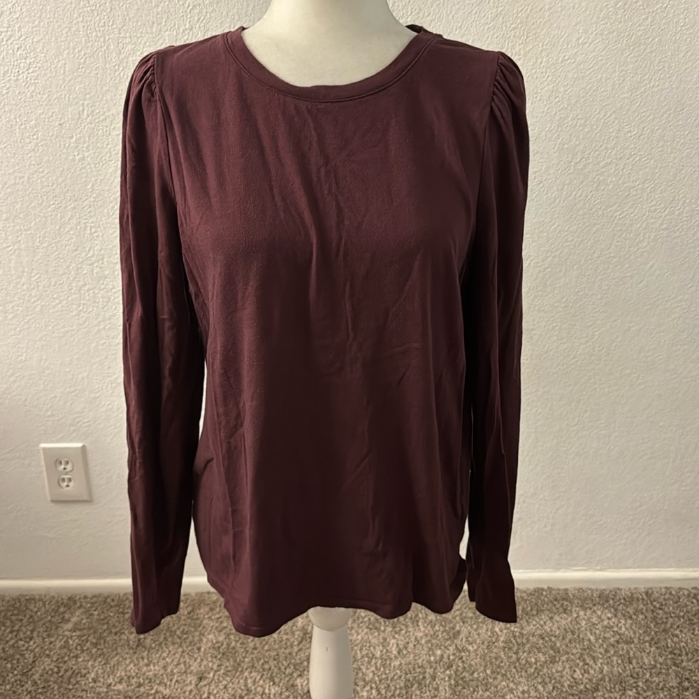 Madewell Long Sleeve Maroon Crew Neck Shirt
